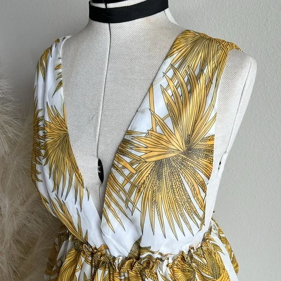 Shopbop yellow floral tiered ruffle midi dress - Picture 6 of 15